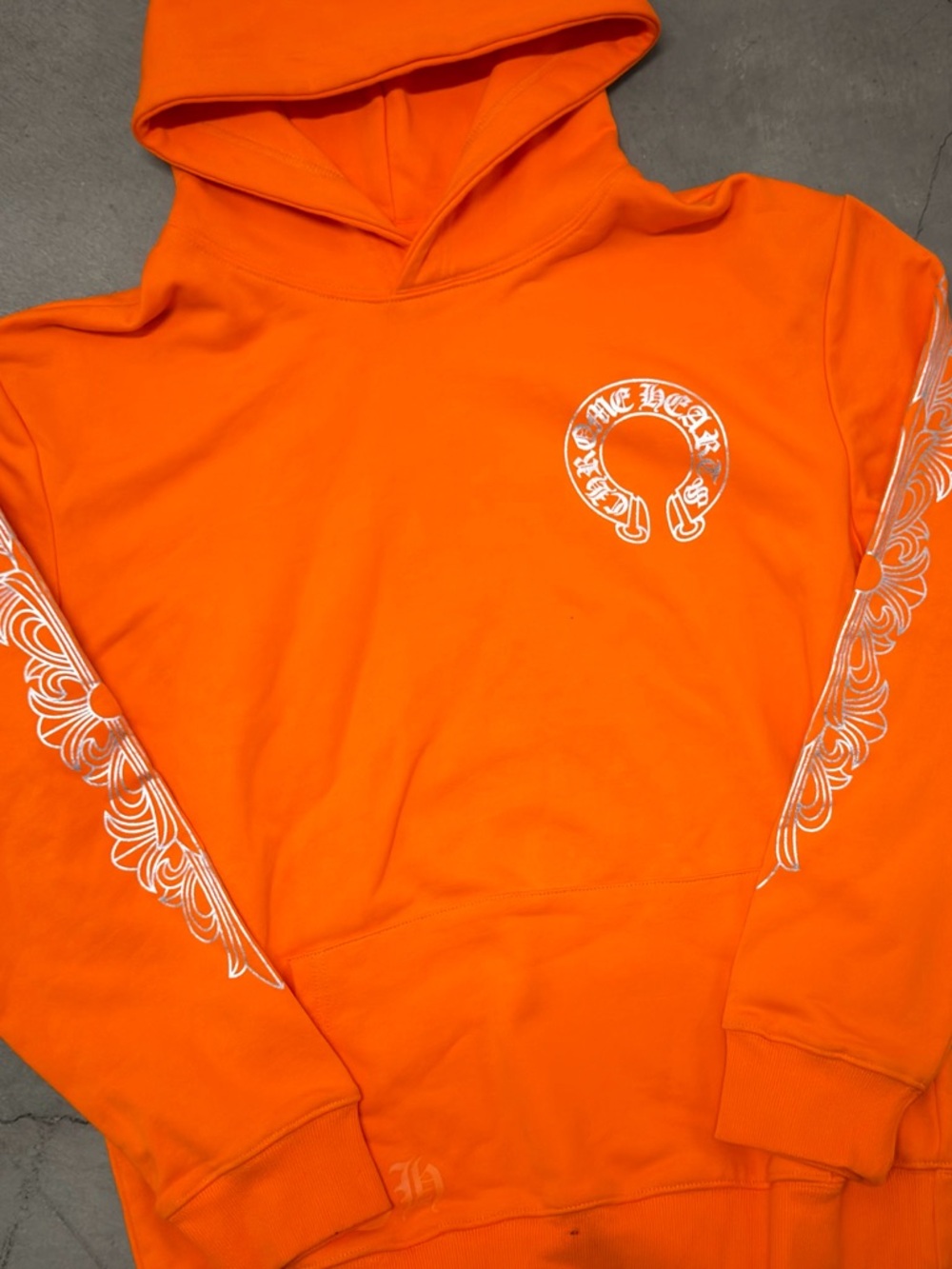 Chrome Hearts Orange & White Big Logo Pullover Hoodie Men's Size Large - Picture 2 of 4